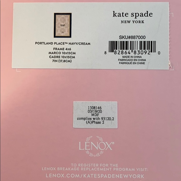 Kate Spade X Lenox navy/cream with gold Frame 4x6 - Picture 7 of 7